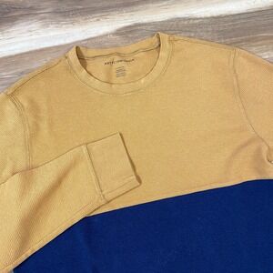 American Eagle Thermal Shirt‎ Mens LT Tall Gold Mustard Navy Colorblock Cotton